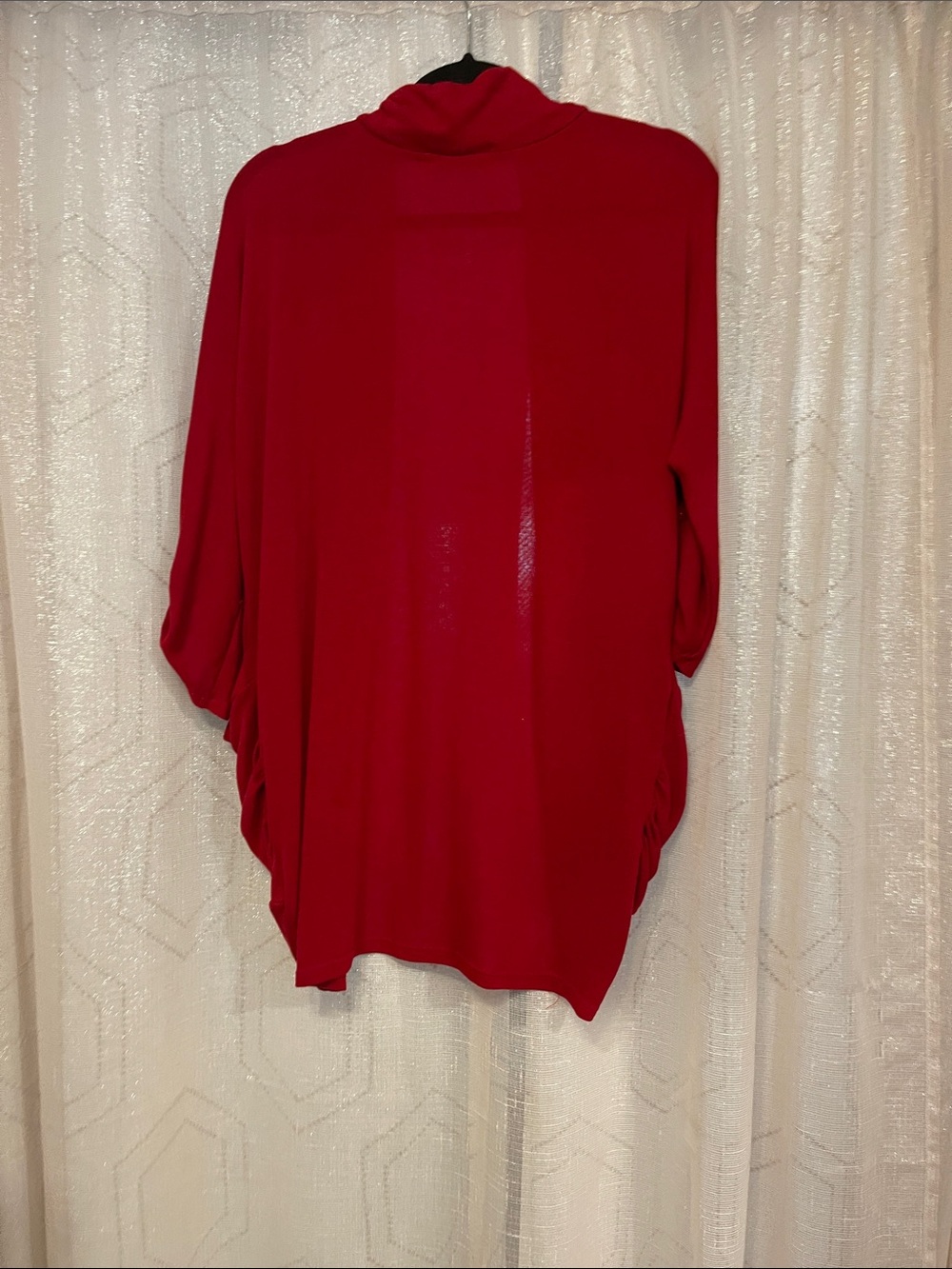 Women’s Open-Front Red Draped Cardigan - Picture 11 of 11